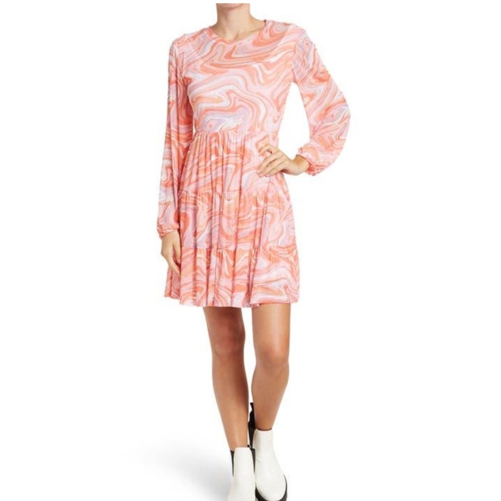 Love By Design Catherine Long Sleeve Mesh Babydoll Dress